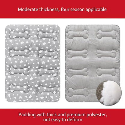 Dog Crate Mat (42" X 28") 2 Pack, Soft Dog Bed Mat with Cute Prints, Personalized Crate Pad, Anti-Slip Bottom, Machine Washable Kennel Pad, Grey