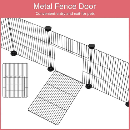 12 Panels Small Animal Playpen, 48" x 24" x 16" Pet Playpen with Waterproof Mat, C&C Cage for Guinea Pigs, Puppy Play Pen, Bunny Playpen, Indoor Outdoor Portable Metal Wire Yard Fence