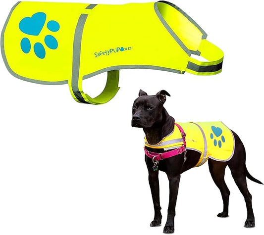 SafetyPUP XD Dog Reflective Vest – Hi-Vis Fluorescent Visibility That Helps to Safeguard Your Pet On/Off Leash in Urban & Rural Areas (Yellow, Small)