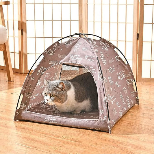 VEDEM Foldable Cat Teepee Tent for Indoor Cats, Pet Bed Outdoor Camping Tent for Small Dogs or Cats (Medium, Coffee)