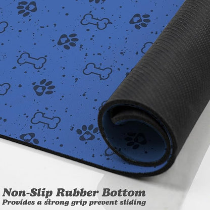 Dog Food Mats,Cat Absorbent Water Bowl Feeding Mats Pet Placemats for Food and Water Spot 12 * 20 inch