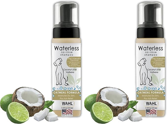 Wahl Waterless Shampoo for Animals, No Rinse | Oatmeal & Coconut Lime Verbena | Conditioning & Detangling | For Dogs, Cats & Horses | 7.1 Oz