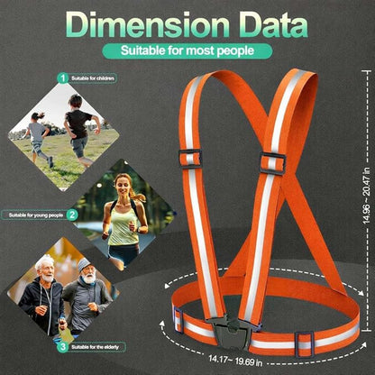 2 Packs Reflective Vest Running Gear, High Visibility Reflective Running Gear Adjustable Elastic Safety Vest for Night Jogging, Biking, Walking or Dog Walking, Running Vest for Men Women Children