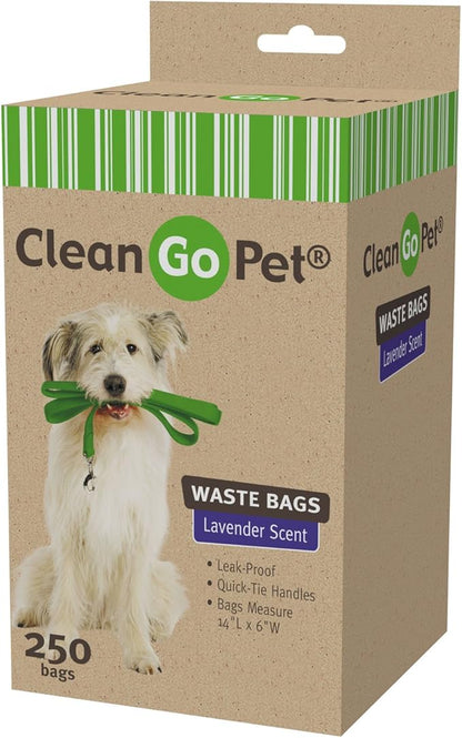 Clean Go Pet Lavender Scent Doggy Waste Bags, 250-Count, Quick-Tie Handles Poop Bags