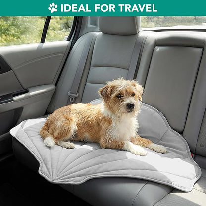 PetAmi Dog Cooling Mat, Sea Shell Shape, Reversible Cooling Nylon Blanket Soft Fleece Pet Pad for Dogs Cats, Summer All Season Use Q-Max>0.3, Small 33x39 in, Light Grey