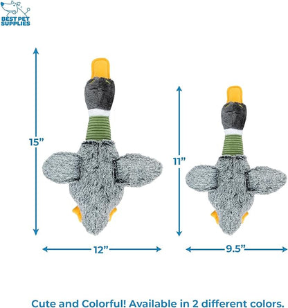 Best Pet Supplies Interactive Squeaky Dog Chew Toy, Ideal Dog Toys for Chewers, Small, Medium & Large Dogs, and Fetch Lovers - Mallard Duck Wing (Gray), Large