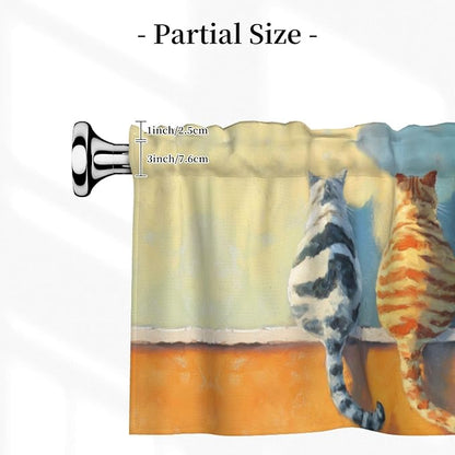 Cute Cat Curtain Valance Short Rod Pocket Window Treatment for Living Room Bedroom Kitchen Bathroom 1 Panel 54" W x 18" L