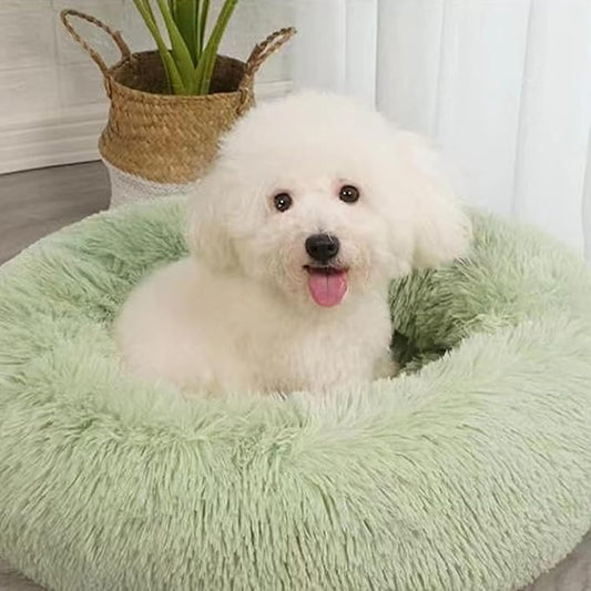 Nisrada Dog Bed for Small Medium Large Dogs Cats, 20 inch Calming Washable-Round Cozy Soft Pet Bed for Puppy and Kitten with Slip-Resistant Bottom