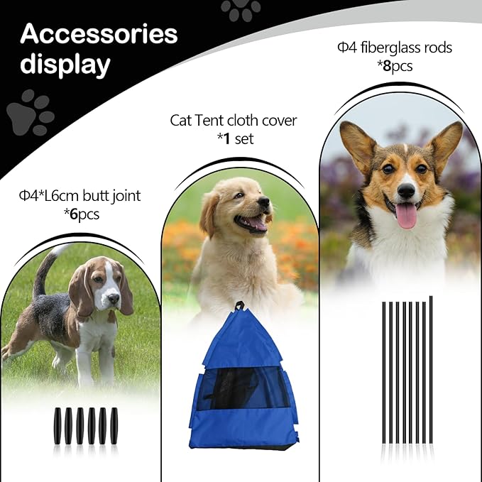 Cat Tent Outdoor/Indoor, Cat and Dog Waterproof Tent House, Outdoor Dog Bed Washable, Indoor/Outdoor Cave Nest Bed Small Dog Tent for Cat, Bunny and Small Animal (Blue, L)