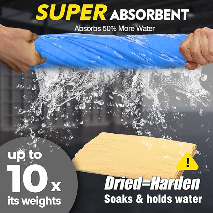 Premium Extra Large Shammy Cloth for Car Drying 2pk (34”x25”)-Super Absorbent XL Chamois Towel for Car-Reusable Shammy Towel for Car, Bathroom,Pets, Dust Remove, No Spots/Streak/Scratch
