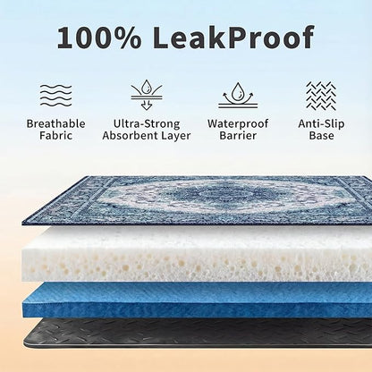 Dog Pee Pads Training Pads Upgrade Triple Thickness All-Purpose Super Absorbent & Leak-Proof, Quick Dry and Leak-Proof and Odor Control (Blue/Multi, 48" x72"x2PCS)