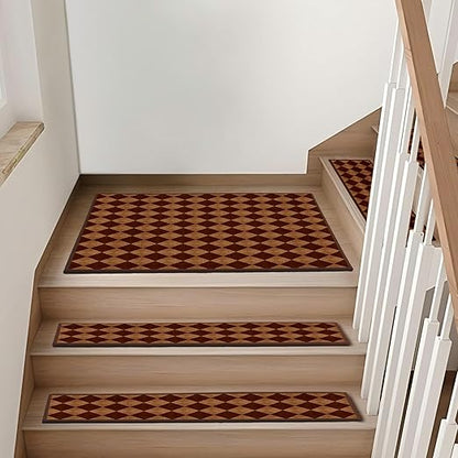 Non-Slip Carpet Stair Treads 7PCS, 8"x30" Peel and Stick Stair Runner for Wooden Steps Indoor, Washable Reusable Adhesive Backing, Pet-Friendly Safety Mats for Kids, Elders, Dogs