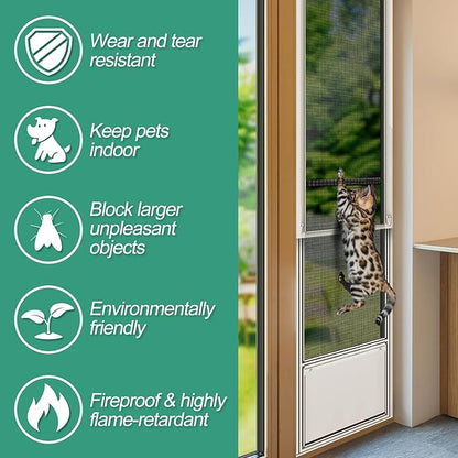 Pet Proof Door Window Screen Replacement - 39'' x 8.3' Thickened and Durable Vinyl Coated Polyester Pet Resistant Mesh, Cat Dog Protector Screen for Sliding Door Patio Porch