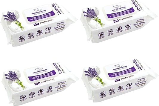 Best Pet Supplies 8" x 9" Large Dog Wipes - Cleaning and Deodorizing for Paws and Coat - Gentle Formula with Lavender Vitamin E for Puppies and Cats - 400 Count