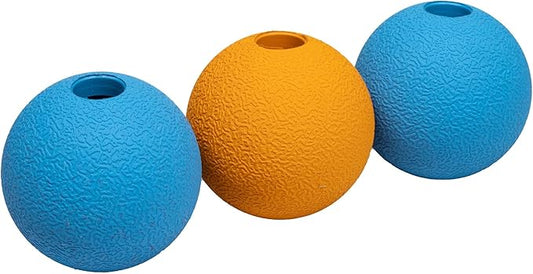 Amazon Basics Interactive Bouncy Durable Rubber Dog Toy Balls, 2.5 inch, Blue, Orange, Pack of 3