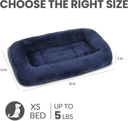 Patas Lague Bolster Dog Bed for Extra Small Dogs 16''x12'', Soft Warm Foam Pet Sofa Bed, Machine Washable Pet Cat Crate Mat for Toy Breeds, Navy Blue