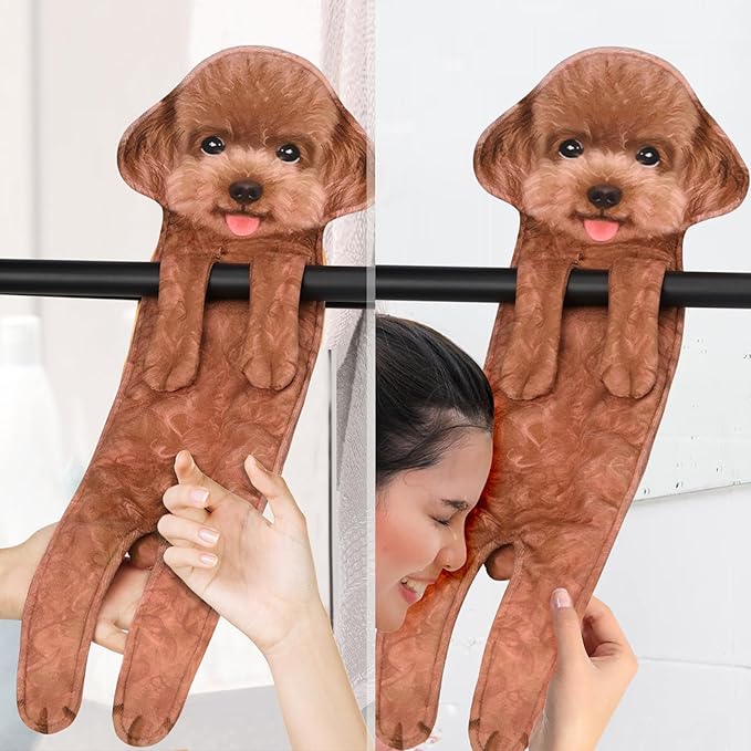 AGRIMONY Poodle Dog Funny Hand Towels for Kitchen Bathroom - Dog Mom Day Gifts for Women Men Teens Kids-Easter Mothers Fathers Days Valentines Housewarming Birthday Gifts for Animals Lovers