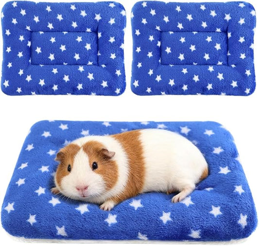 Guinea Pig Bed, 2 Pack (12x10 Inch) Soft Plush Small Animal Bed Mat, Washable Bedding Blanket Sleeping Warm Pad for Bunny, Rat, Ferret, Chinchilla