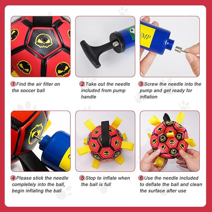 Interactive Dog Toy Balls with 4 Layers, World Cup Dog Soccer Ball with Straps, Durable Dog Balls with Skull Pattern, Waterproof Advanced Football Pets, Indoor & Outdoor Use(6 Inch)