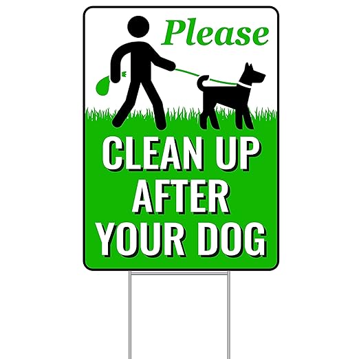 Signs Authority 18" x 9" Clean Up After Your Dog Sign with Metal H-Stake - Weather-Resistant, Double-Sided Yard Signs