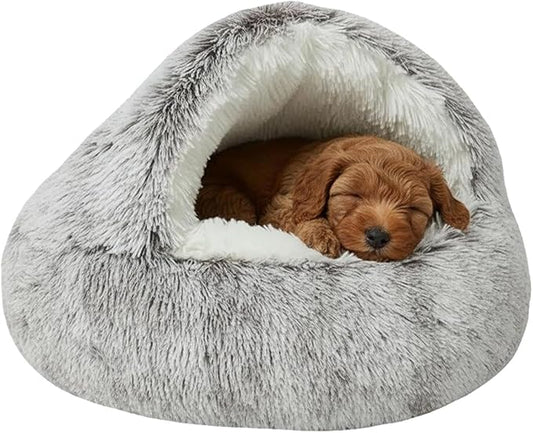 Dog Bed, Dog Bed with Cover Cave, Dual Comfort Design, Pet Bed for Small/Medium/Large Cats and Dogs, Anxiety Relief, Durable & Chew-Proof, Improves Sleep & Behaviour (Coffee, 40in)