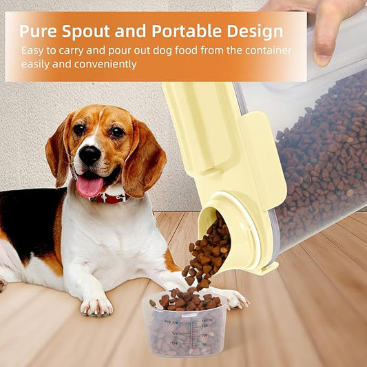 5Lbs Airtight Cat Dog Food Storage Container with Upgraded Large Nozzle BPA-Free, Pet Food Storage Containers for Rice, Grain, Pet Food, Flour, Dog Treat Storage (Light Yellow, 5L-1pack)