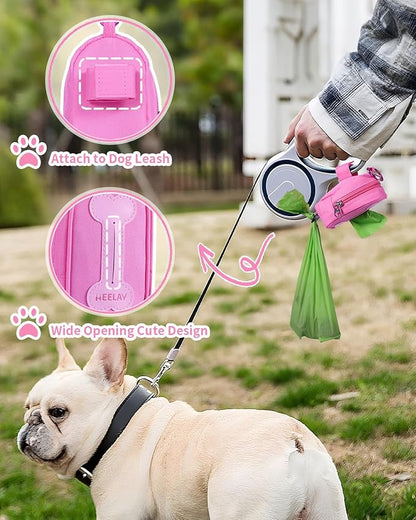 Dog Poop Bag Holder for Various Leashes,Hands Free Dog Bags Holder with Hook loop/Carabiner Clip,Bags Rolls Holder-Large Capacity,Dogs Walking,EXCLUDED