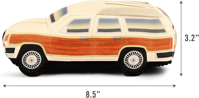P.L.A.Y. Cute Plush Dog Toys - 1980s Classics Themed Durable Squeaker Crinkle Chew Toy, Great for Puppies & Small, Medium, Large Dogs - Machine Washable, Recycled Materials (Scruffy's Station Waggin')