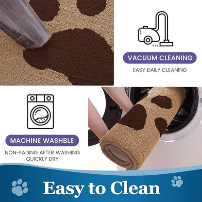 Buganda Dog Door Mat for Muddy Paws, Absorbent Dirt Trapper Washable Indoor Doormats, Non Slip Low-Profile Mud Mat for Dogs, Front Entrance Doormat for Inside Floor (59x24 Inches, Beige)