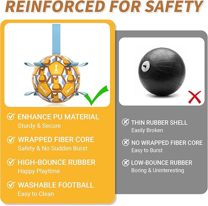 Interactive Dog Ball Toys, 2026 Dog Soccer Ball with Thicken Straps for Small Medium Breeds Tug of War, Small Herding Balls with Pump for Puppy Dogs Outdoor Play Training (Yellow, 6 Inch)
