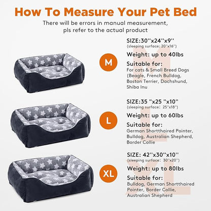 GASUR Large Dog Bed, Rectangle Washable Pet Beds, Orthopedic Dog Sofa Bed, Durable Pet Cuddler Anti-Slip Bottom, Soft Calming Sleeping Warming Puppy Bed (L (35"x 25"x 9"), Black)
