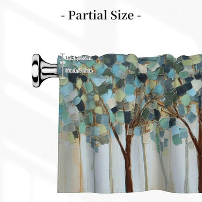 Tree Curtain Valance Short Rod Pocket Window Treatment for Living Room Bedroom Kitchen Bathroom 1 Panel 54" W x 18" L