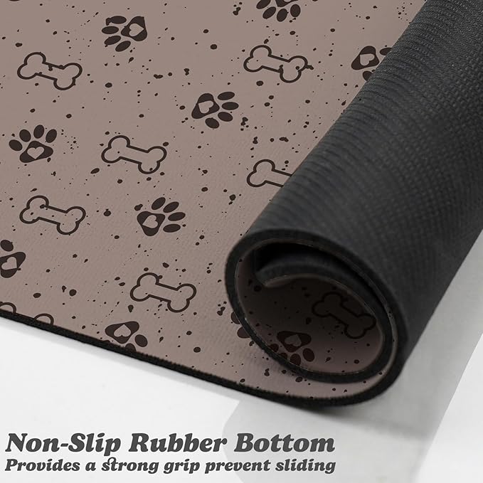 Dog Food Mats,Cat Absorbent Water Bowl Feeding Mats Pet Placemats for Food and Water Spot 17 * 30 inch