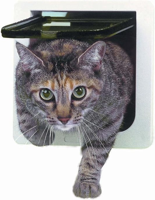 Ideal Pet Products Cat Flap Door with 4 Way Lock, 6.25" x 6.25" Flap Size