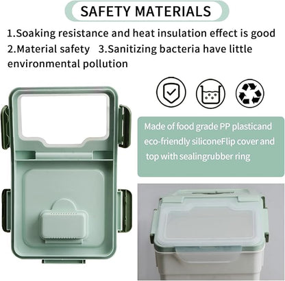 AnRui Airtight Flour Storage Container 25lb, Plastic Grain Storage Bucket, Rice Cereal Dispenser Organizer Box with Lid, Cat Dog Food Storage Bin with Measuring Cup, Scoop, Wheels, 2Pcs Green