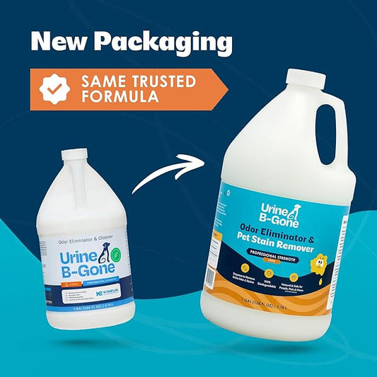 Urine B-Gone, Professional Enzyme Odor Eliminator & Pet Stain Remover, Human, Cat & Dog Urine Cleaner, Effective on Laundry, Carpets & More, Citrus Scent, 1 Gallon