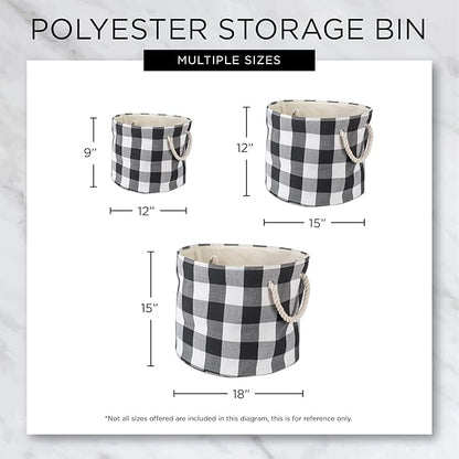 Bone Dry Pet Storage Collection Striped Paw Patch Bin, Black, Small Round