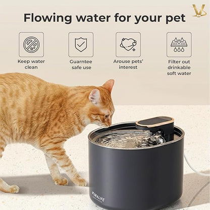 VIMALIFE Cat Dog Water Fountain, 3L/101oz Christmas Gifts for Dogs & Cats Automatic Water Dispenser, Food Grade Pet Drinking Fountain with Filter System, Quiet & Easy Clean, Navy Blue