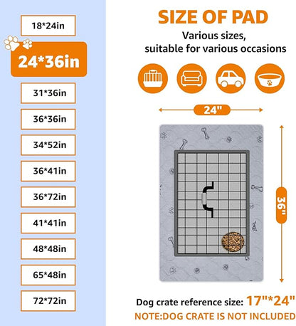 Washable Pee Pads for Dogs, 4 Pack Puppy Pads Washable with Non Slip Bottom,Absorbent Reusable Whelping Pads Dog Mats for Floor Protector, Couch Cover, Crate, Puppy Training 24x36