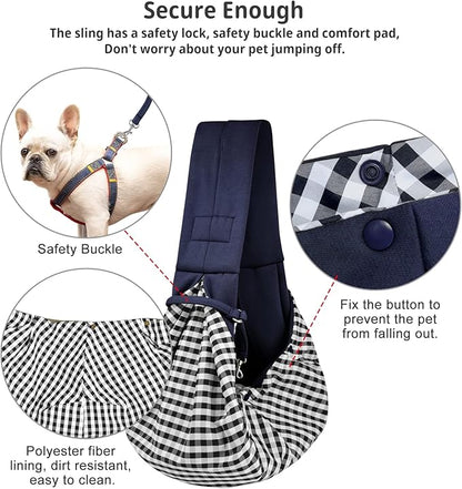 CUBY Dog and Cat Sling Carrier - Hands Free Reversible Pet Papoose Bag - Soft Pouch and Tote Design - Suitable for Puppy, Small Dogs Cats Outdoor (Classic Blue, One Size Classic)