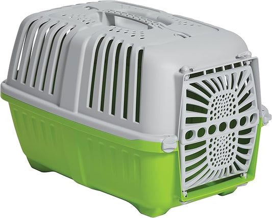 MidWest Homes for Pets Spree Travel Carrier - Hard-Sided Dog & Cat Carrier, Small Pet Travel Crate with Handle, Ventilated Design, Durable Plastic Door, Easy Assembly, 22-Inch, Green