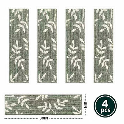 Carpet Stair Treads, Non-Slip Stair Treads for Wooden Steps Indoor, 30”x8” Stair Runner for Pets Non Skid Wood Staircase Step Treads Reusable, Set of 4, Green