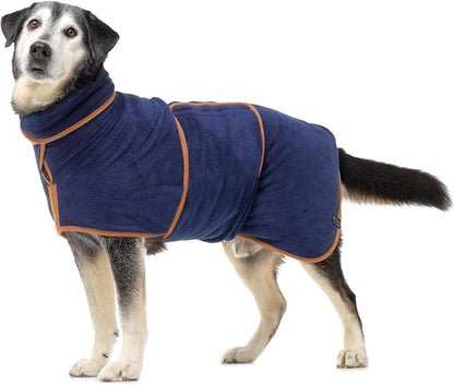 Lucky Pooch® Dog Robe - Luxurious Dog Bathrobe - Ultra Absorbent Dries Your Dogs in Minutes! Double-Layer, Super Soft Towel and Bath Robe All in One (XXXL, French Navy)