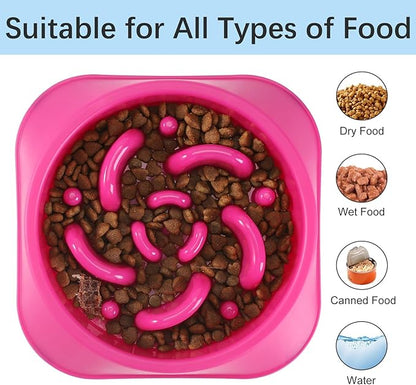 MateeyLife Slow Feeder Dog Bowls 2PCS, Anti-Choking Puzzle Dog Food Bowls, Anti-Slip Interactive Feeding Slow Down Eating, Bloat Stop Maze Dishes for Medium Large Breeds Purple&DarkBlue