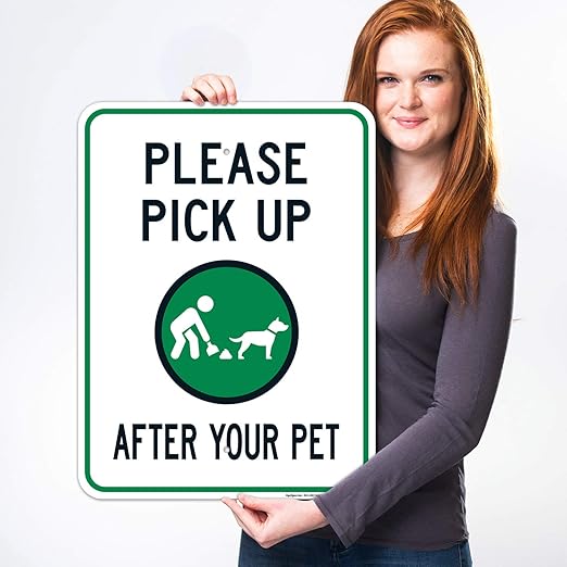 Clean Up After Your Dog Sign, Please Pick Up After Your Pet Sign, 18x24 Inches, 55 mil Thick HDPS (high Density polystyrene), Made in USA