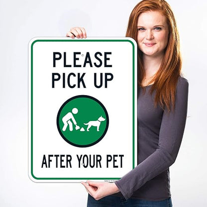 Clean Up After Your Dog Sign, Please Pick Up After Your Pet Sign, 18x24 Inches, 55 mil Thick HDPS (high Density polystyrene), Made in USA