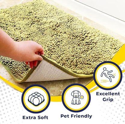 Muddy Mat® | Super Absorbent Door Mat Indoor, Microfiber Quick Dry Chenille Entryway Rug, Non-Slip Front Door Mat, Indoor Mats for Entryway, Machine Washable Pet Rug, Yellow 36"x60"