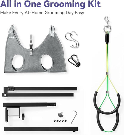niffgaff Adjustable Dog Grooming Arm with Clamp, 26″–40″ Height, S Hammock with Back Buckle, No-Sit Grooming Restraint for Small & Medium Dogs