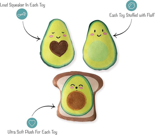 Fringe Studio Squeaker Pet Toy Set, Set of 3, Avocado (289434)