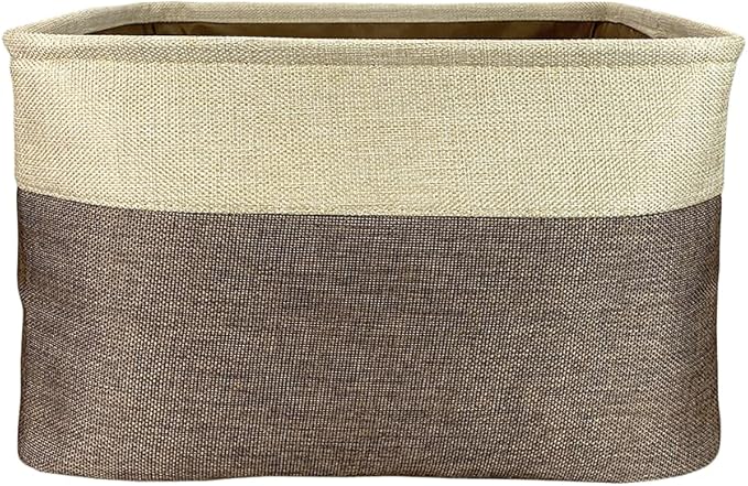 Personalized Foldable Storage Basket with Lovely Dog Yorkie Collapsible Sturdy Fabric Pet Toys Storage Bin Cube with Handles for Organizing Shelf Home Closet, Brown and White
